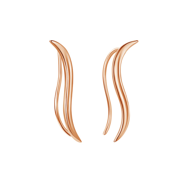 FE1851 925 Sterling Silver Waves Women Ear Climbers