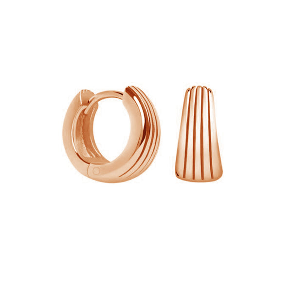 FE1413 925 Sterling Silver Textured Gold Hoop Earrings