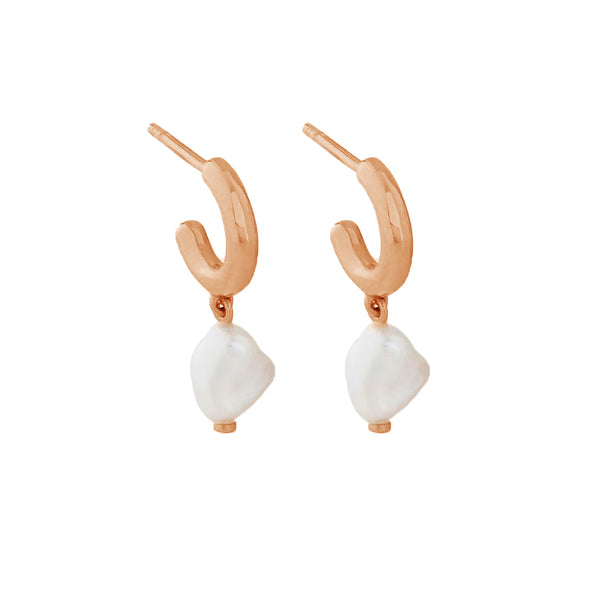 PE0012 925 Sterling Silver Baroque Pearl Drop Hoop Earrings
