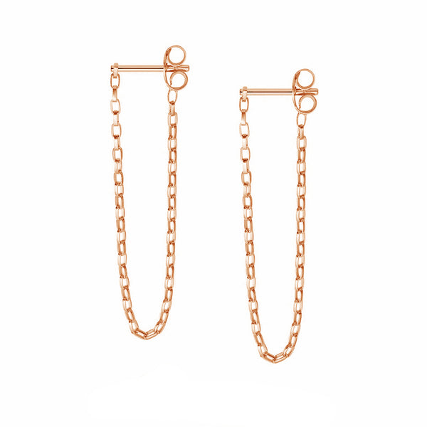 FE1952 925 Sterling Silver Box Chain Stud Earrings