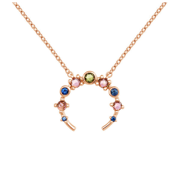 FX0103 925 Sterling Silver OX Horn Necklace with zircon