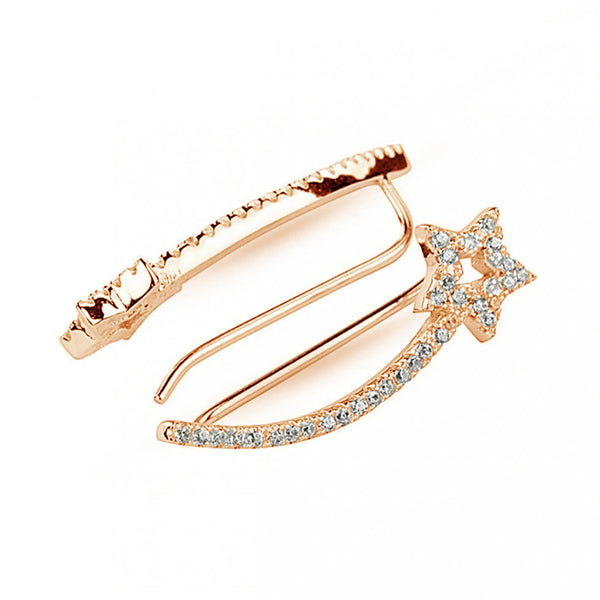 FE0114 925 Sterling Silver Shooting Star Ear Sweeps Earrings