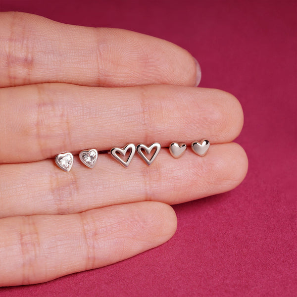 FE1986 925 Sterling Silver Mini Heart Stud Earrings