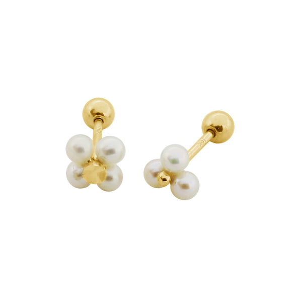 PE0086 925 Sterling Silver White Shell Pearl Floer Stud Earrings