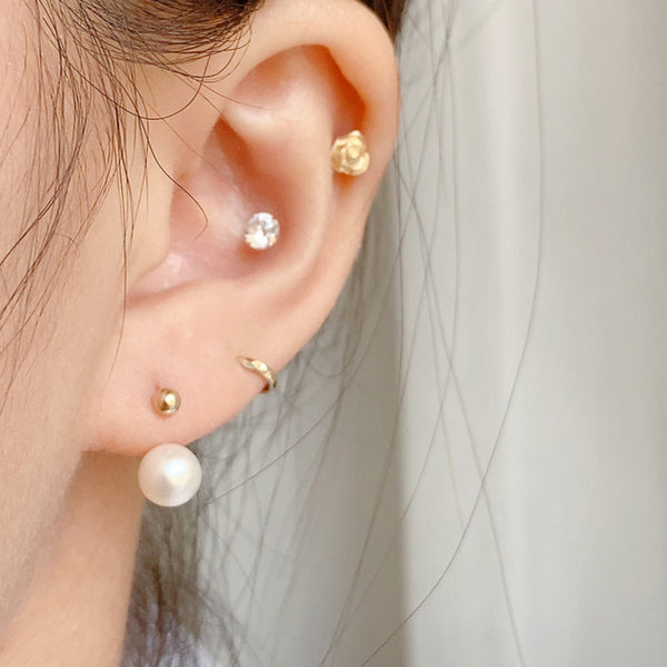 PE0051 925 Sterling Silver U shape Simple Pearl Stud Earrings For Women