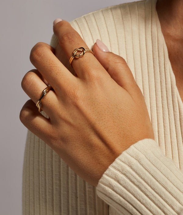 FJ0527 925 Sterling Silver Twist Knot Open Ring