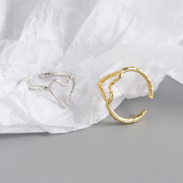 TYJ0304 925 Sterling Silver Heart Adjustable Ring