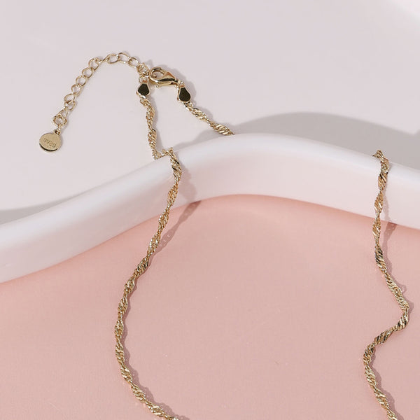 FX0891 925 Sterling Silver Singapore Chain Necklace