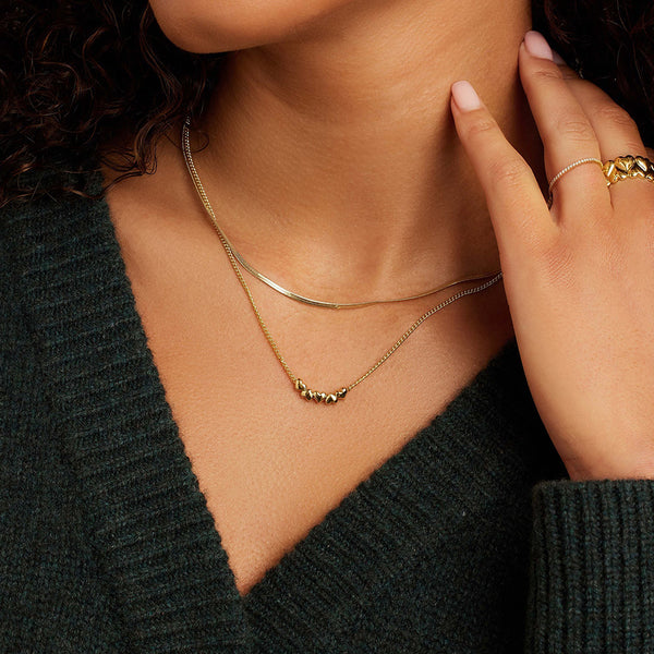 FX0914 925 Sterling Silver Quintet Gold Heart Necklace For Women