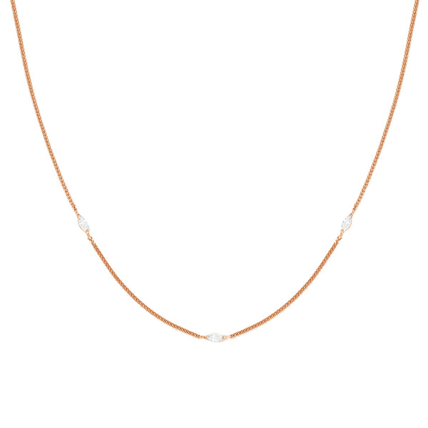 FX0920 925 Sterling Silver Marquis Set Cubic Zirconia Rope Necklace