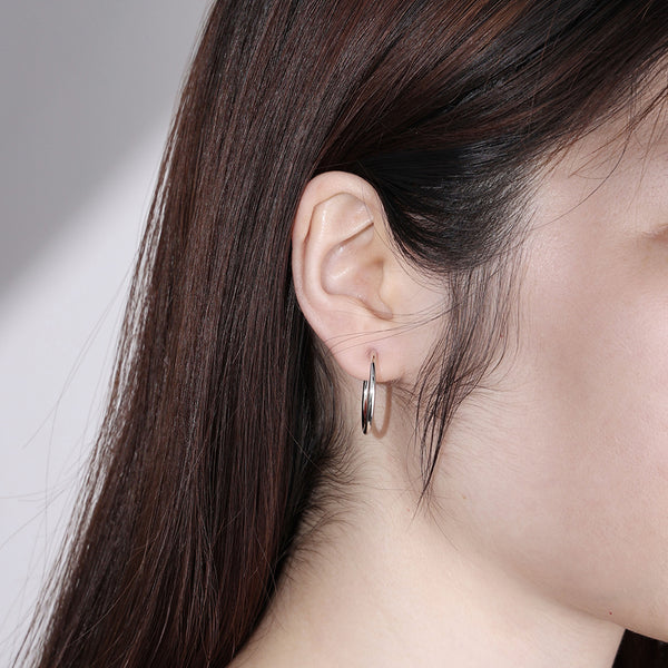 FE1971 925 Sterling Silver Small Fine Hoops Earring