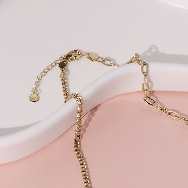 FX0894 925 Sterling Silver Mixed Link Chain Necklaces For Women