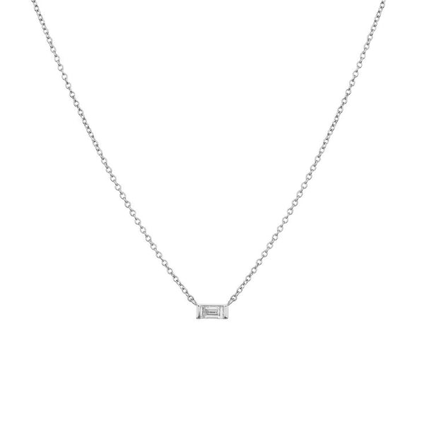 FX0314 925 Sterling Silver Rectangular Diamond Necklace