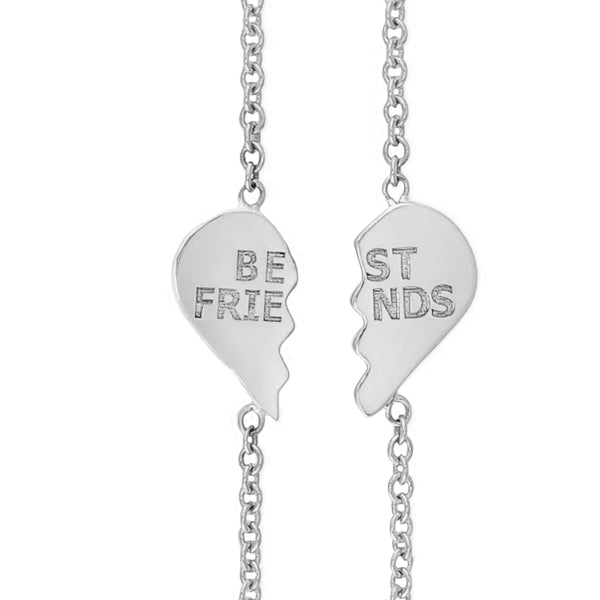 FS0210 925 Sterling Silver Best Friend Heart Bracelet