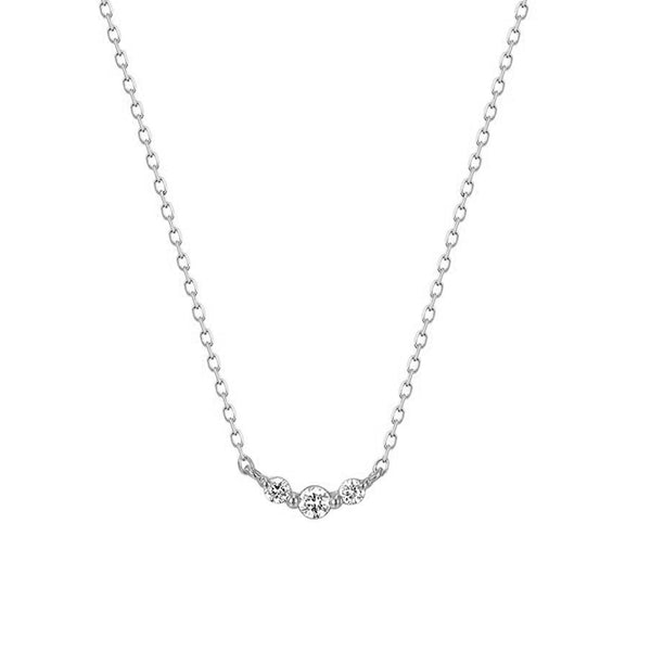 FX0674 925 Sterling Silver Triple Cubic Zirconia Pendant Necklace