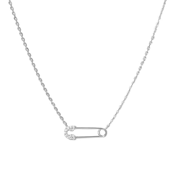 FX0701 925 Sterling Silver Cubic Zirconia Pin Necklace