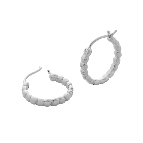 FE1989 925 Sterling Silver Beaded Gold Hoop Earrings