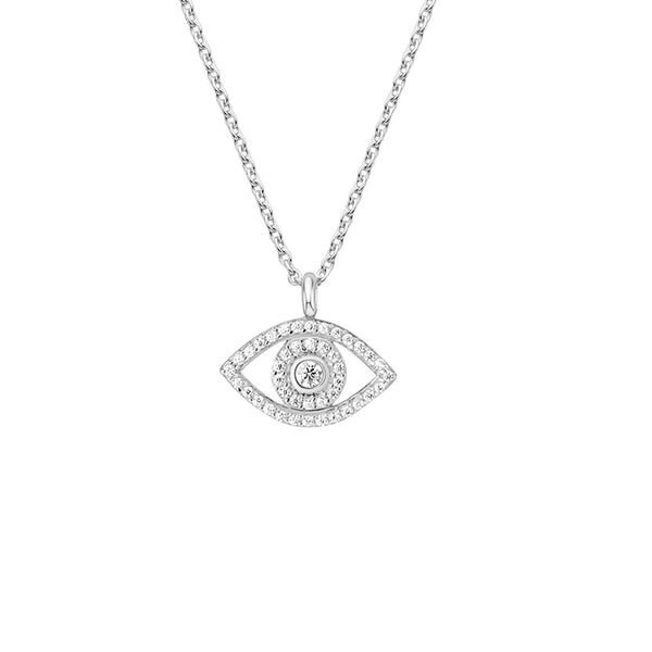 FX0634 925 Sterling Silver Evil Eye Zircon Pendant Necklace