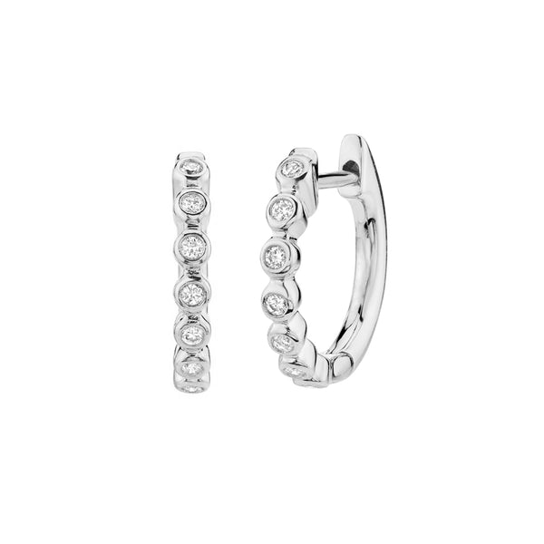 FE1016 925 Sterling Silver Zircon Bezel Huggie Earrings