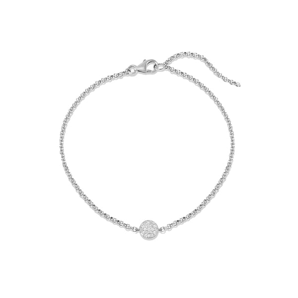 FS0223 925 Sterling Silver Round Zircon Chain Bracelet