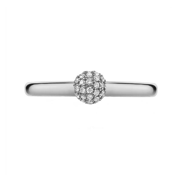 FJ0436 925 Sterling Silver Pave Zircon Sphere Ring