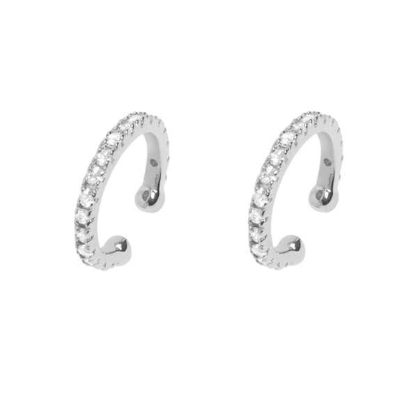 FE1410 925 Sterling Silver Pave Zircon Earrings Cuff