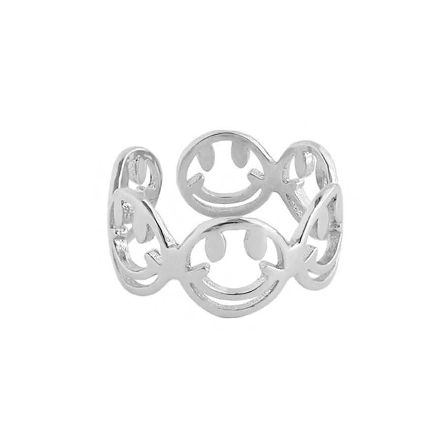 RHJ1048 925 Sterling Silver Smiley Open Ring