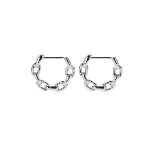 FE1895 925 Sterling Silver Chain Hoop Huggie Earrings