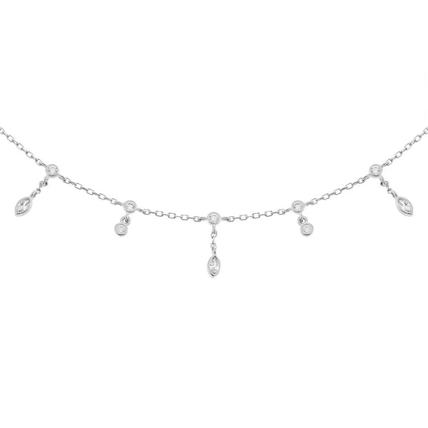 FX0218 925 Sterling Silver Zircon Beaded Necklace