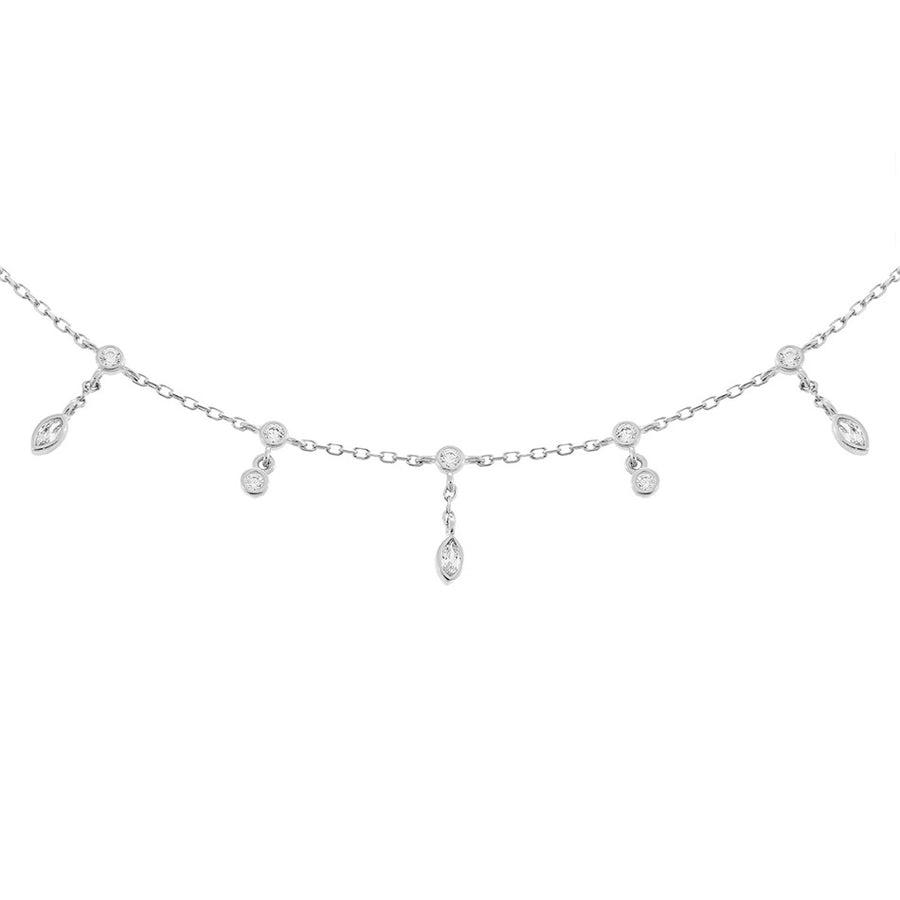 FX0218 925 Sterling Silver Zircon Beaded Necklace
