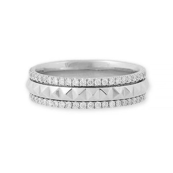 FJ0411 925 Sterling Silver Pave Zircon Spike Spinner Ring