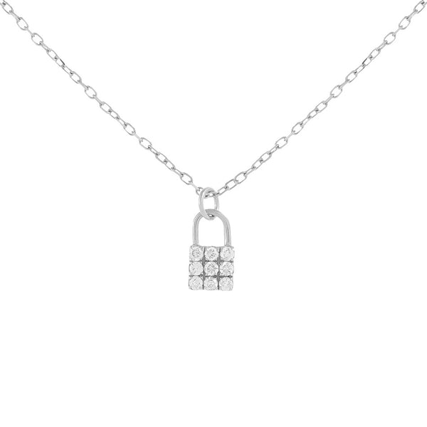 FX0247 925 Sterling Silver Lock Pendant Necklace