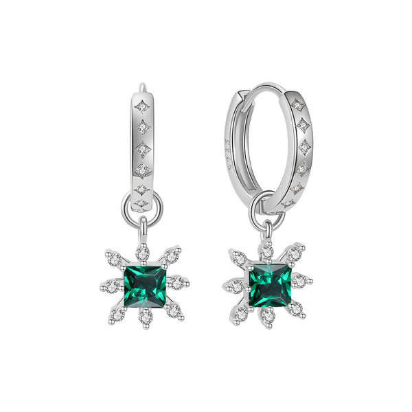 FE1850 925 Sterling Silver Cubic Zirconia Hoop Earring