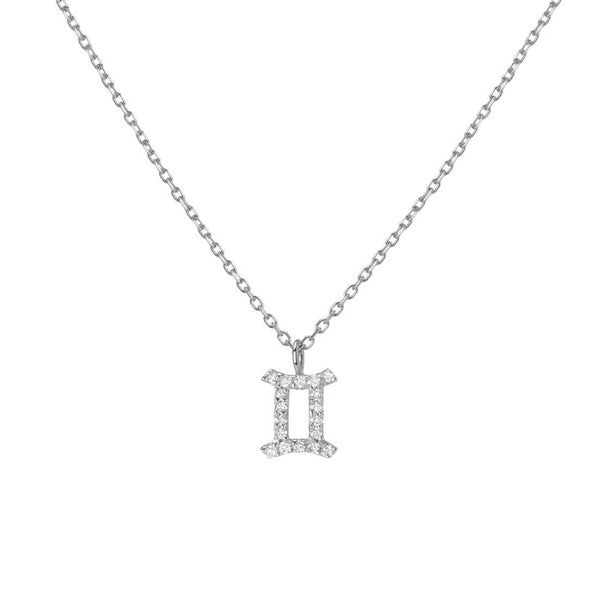 FX0355 925 Sterling Silver Gemini Zircon Pendant Necklace