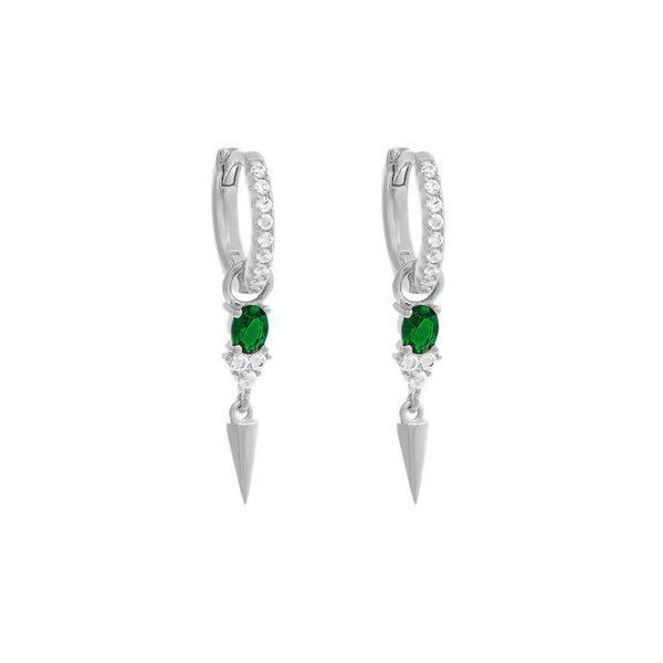 FE1906 925 Sterling Silver Pave Mini Spike Drop Huggie Earring