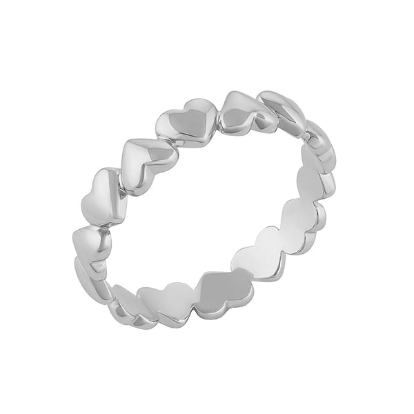 FJ0828 925 Sterling Silver Dainty Gold Puffy Heart Women Rings