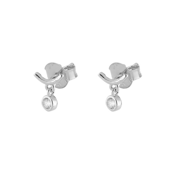 FE1931 925 Sterling Silver Bezel CZ Drop Stud Earrings