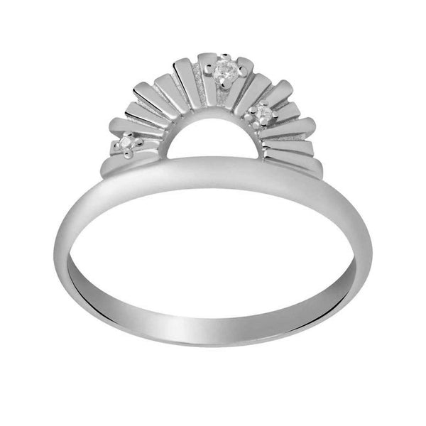 FJ0604 925 Sterling Silver Sunbeam Zirconia Band Ring