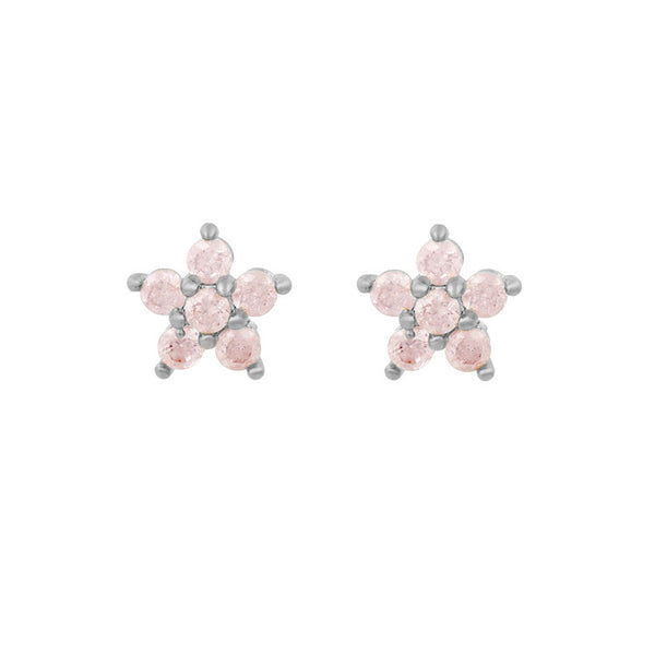 FE1566 925 Sterling Silver Star Zircon Stud Earrings