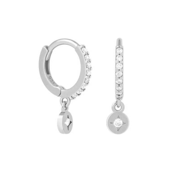 FE0933 925 Sterling Silver Disc Hoop Earrings
