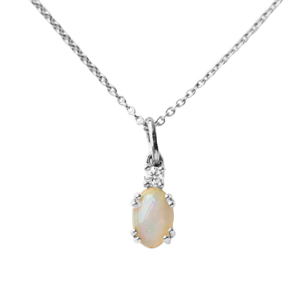 FX0547 925 Sterling Silver Opal Pendant Necklace