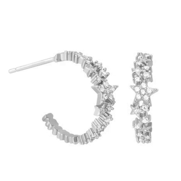 FE0182 925 Sterling Silver Mystic Star Hoop earrings