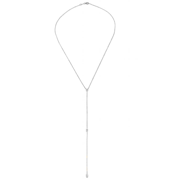 FX0434 925 Sterling Silver Three Zircon Lariat Necklace