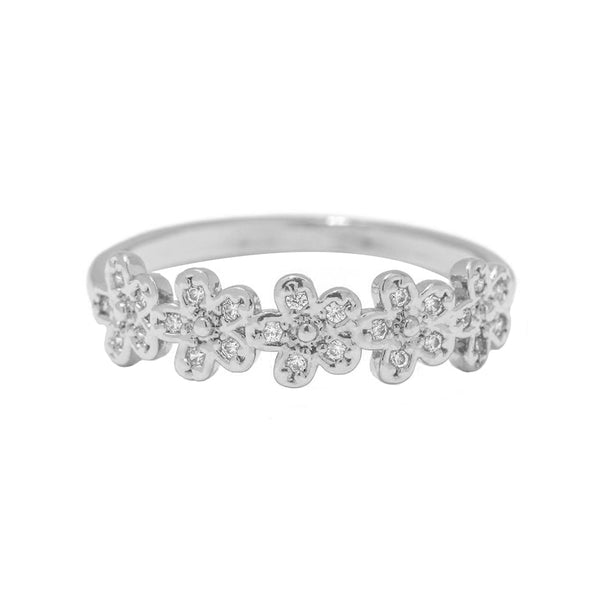 FJ0703 925 Sterling Silver Cubic Zirconia Flower Ring
