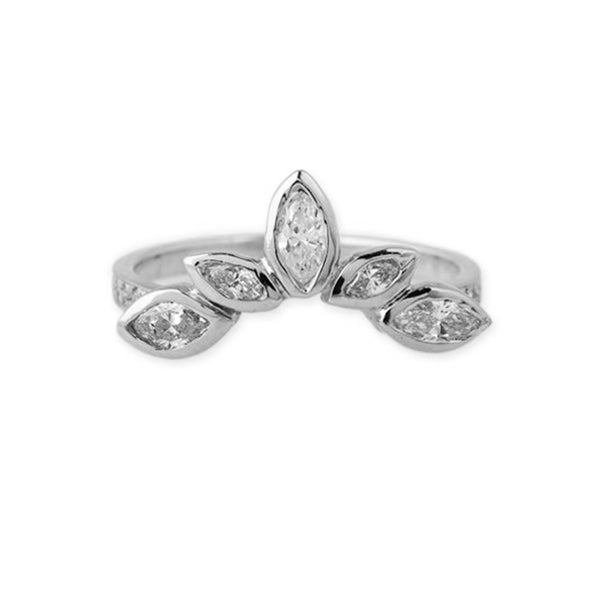 FJ0415 925 Sterling Silver Curved Band Zircon Ring