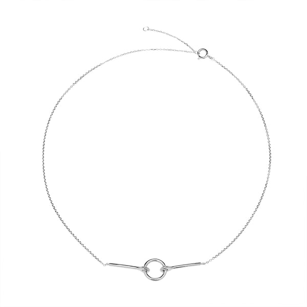 FX0270 925 Sterling Silver Round Bar Necklace