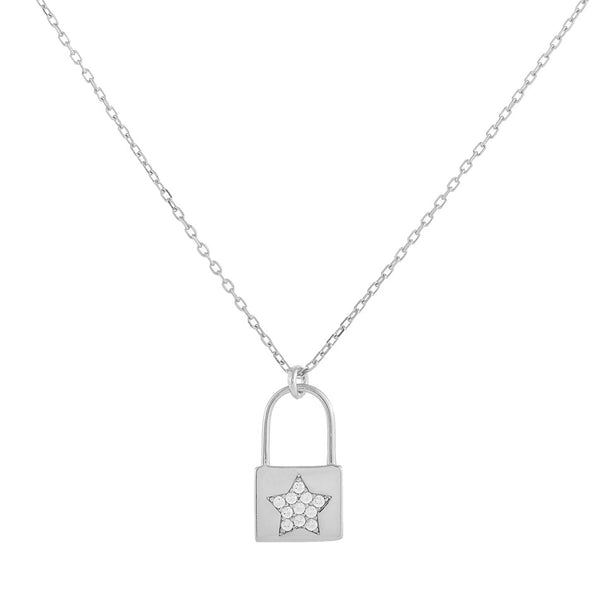 FX0212 925 Sterling Silver Lock Pendant Necklace