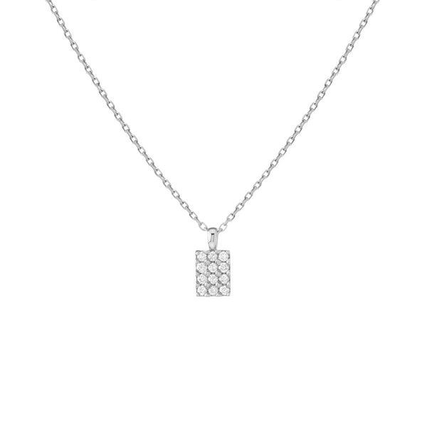 FX0405 925 Sterling Silver Rectangular Zircon Card Necklace