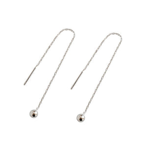 RHE1035 925 Sterling Silver Long Chain Bead Thread Earring