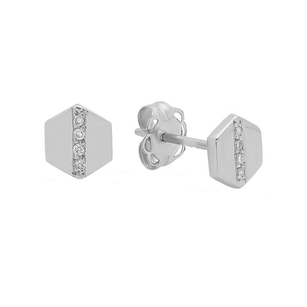 FE1449 925 Sterling Silver Hexagon Geometry Stud Earrings